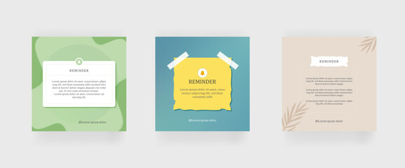 Reminder post. Modern. Clean. Green. Minimal.