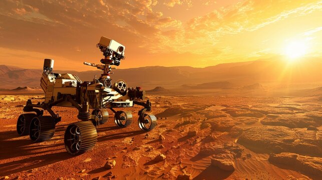 Space exploration technology, Mars rover on alien terrain