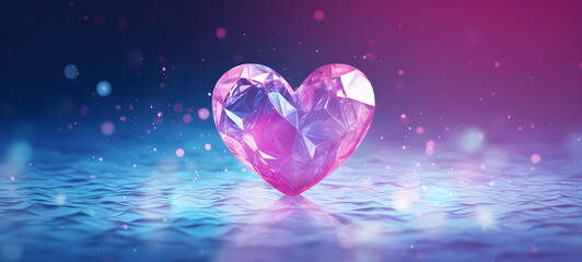 water a detailed human crystal heart delicate and transparent shaped wallpaper design abstract organic colorful background 20:9, ai generative