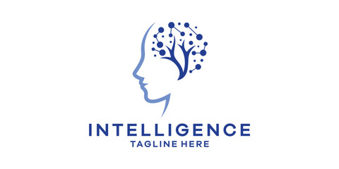 psychology logo design, intelligence and technology logo design template, creative idea symbol.