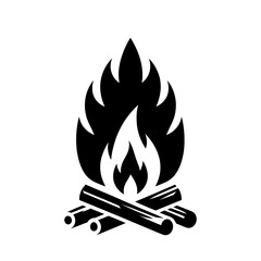 Fire icon. Black symbol of flame. Campfire isolated icon.