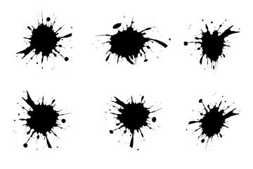 Splash paint splatter different spots and drop vectors.