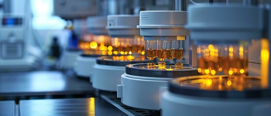 High-tech lab equipment analyzing samples, precision in biotechnology - obrazy, fototapety, plakaty