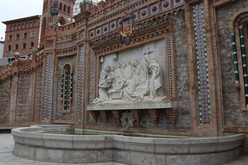 TERUEL, SPAIN Sculpture on the Oval Stairs monument in historic city Teruel