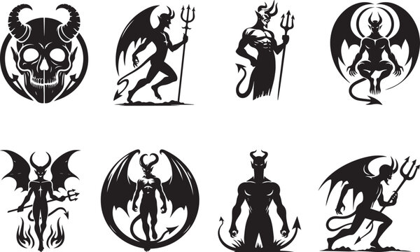 Devil Silhouettes Collection EPS Devil Vector Devil Clipart