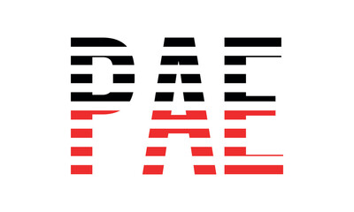 PAE three initial letter iconic line negative space minimal logo design vector template. monogram, abstract, wordmark, business, typography, minimalist, brand, company, flat, modern, unique, simple