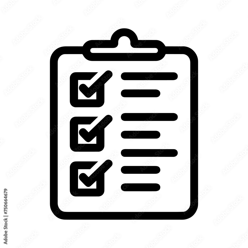 Sticker checklist linear icon. black symbol of checklist on white background. vector illustration.