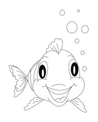 fish coloring book page for kids