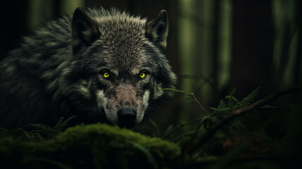 Up Close Portrait of a Wolf