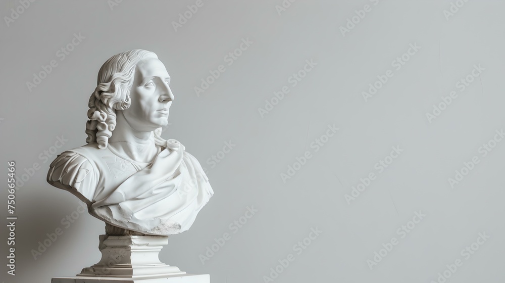 Wall mural elegant classical bust of a woman sculpture against a neutral background. timeless decorative art. p