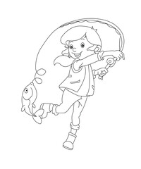 fish coloring book page for kids