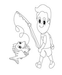 fish coloring book page for kids