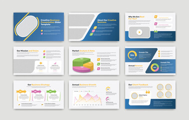 Creative multipurpose business overview and data presentation modern minimalist slider template