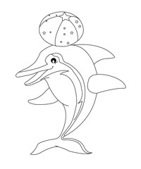 fish coloring book page for kids