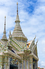 colorful ancient roof of the thai public buddhist church,thailand