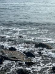 Bulgarian nature background. Wild nature and landscape. Deserted sea coast. Bulgaria. Sea views and natural backgrounds. Panoramic sea view