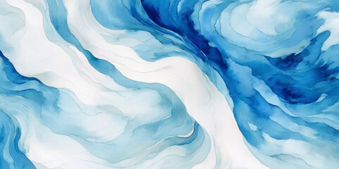 Watercolor surface ocean water wave, seamless blue water ocean wave background. Blue water ocean surfing wave. - obrazy, fototapety, plakaty