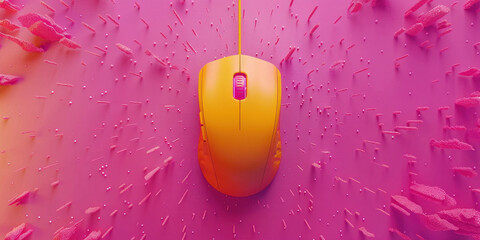 Colorful background with computer mouse and pink and orange dots