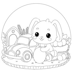 Rabbit Charector with esther eggs line