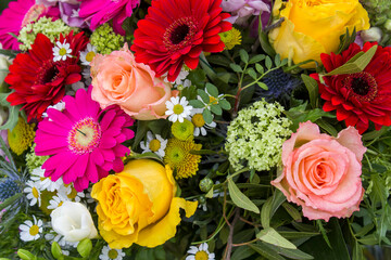 Obraz na płótnie Canvas bouquet of colorful flowers - floral background