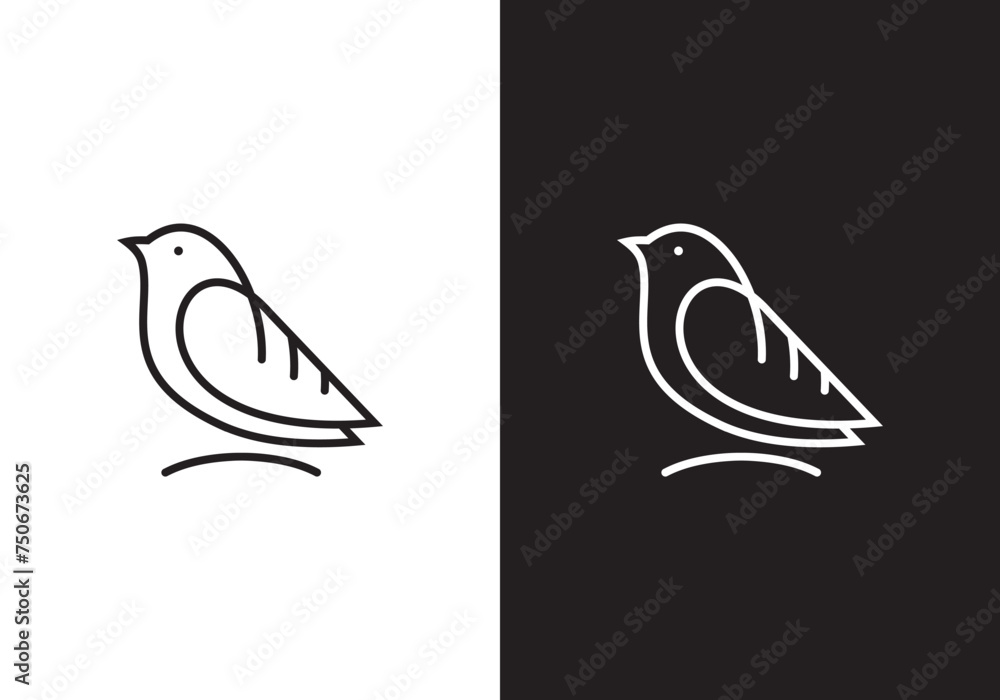 Wall mural leaf bird logo design line art,vector,illustration template