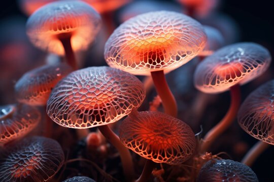 Psychedelic macro of puffball mushroom spores