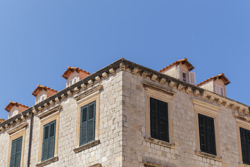 Fototapeta na wymiar Facade of the house. Dubrovnik Selective focus