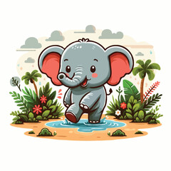 cute elephant vector on white background.