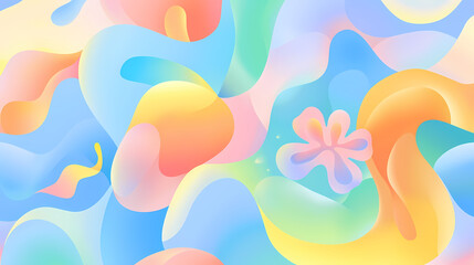 Vibrant Abstract Art With Flowing Shapes and Floral Accents