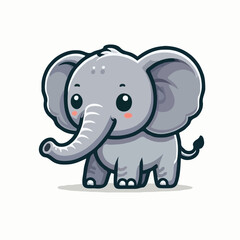 Obraz premium cute elephant vector on white background.