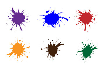 Splash paint splatter different spots and drop vectors.