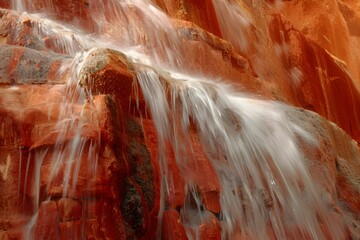 Crimson Canyon Cascade Waterfall Flowing Through




