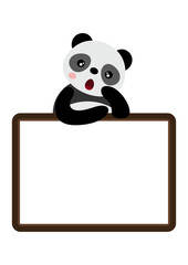 Surprise cute panda with blank frame