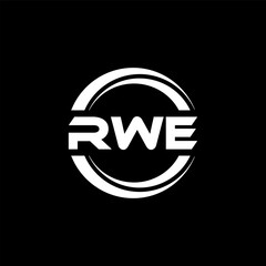 RWE letter logo design with black background in illustrator, vector logo modern alphabet font overlap style. calligraphy designs for logo, Poster, Invitation, etc.