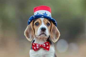 Stars, Stripes, and Wagging Tails 4th of July Dog in Uncle Sam Attire