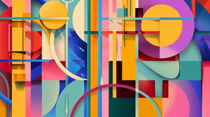 Multicolored background with geometric pattern. Minimal wall art illustration