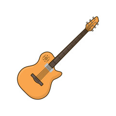 Guitar illustration icon cartoon style design isolated white background