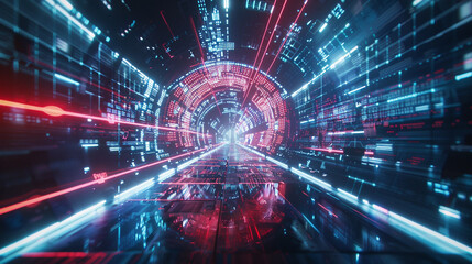 A visually captivating backdrop background highlighting the seamless fusion of digital and holographic elements in a futuristic setting