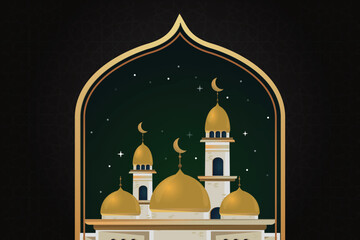 Elegant luxury Ramadhan, Eid Mubarak decorative holiday card