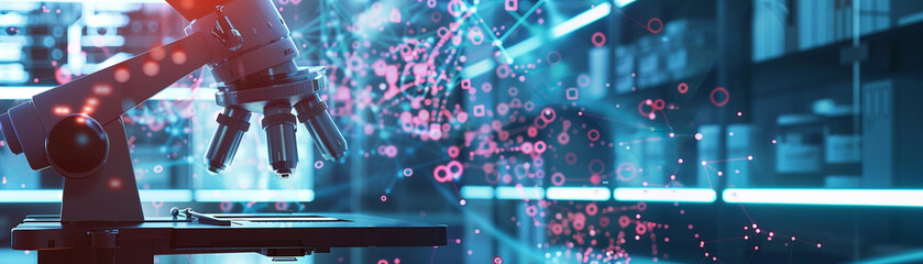 An AI art generator creating a unique depiction of a futuristic laboratory where medicine and technology intertwine