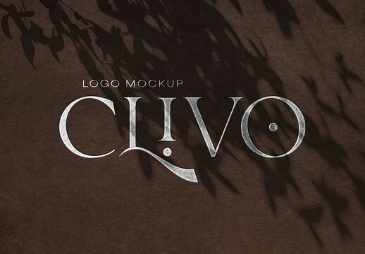 Embossed Brown Silver Foil Logo Mockup