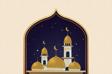 Elegant luxury Ramadhan, Eid Mubarak decorative holiday card