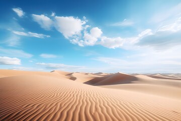 Fototapeta na wymiar Dreamy Desert Dunes Sand Ripples Underneath Azure
