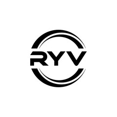 RYV letter logo design with white background in illustrator, vector logo modern alphabet font overlap style. calligraphy designs for logo, Poster, Invitation, etc.