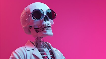 Skeleton in Sunglasses Futuristic Pop Art Illustration
