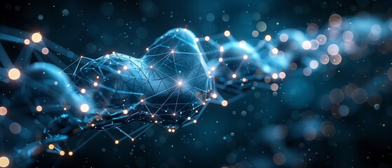 Technological Background: Lights, Beams, Code, Line Charts, and More