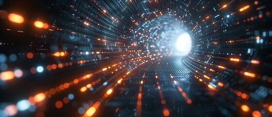 Technological Background: Lights, Beams, Code, Line Charts, and More