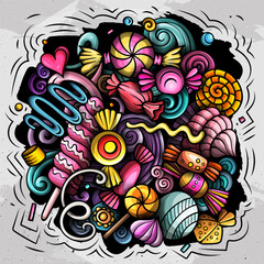 Sweet Candies cartoon vector doodle illustration