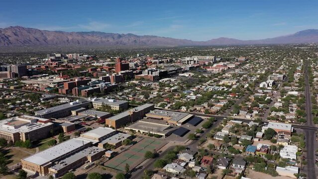 Tucson, Arizona, USA - May 28, 2022: Afternoon sun shines on the University of Arizona and Rincon Heights neighborhood.