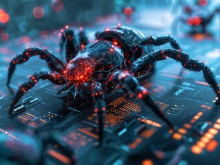 Abstract representation cyber attach of virus in a Digital Cybersecurity Warfare in the Electronic Realm ,symbolizing cybersecurity on computer system